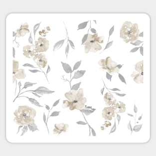 Ivory and Grey Light Floral Sticker